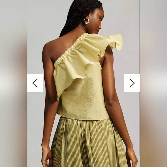 Anthropologie Lemon. One Shoulder Ruffle Blouse Size M. - Picture 2 of 8